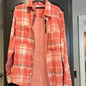EDGAR + ASH Coral Plaid Button-Down Shirt